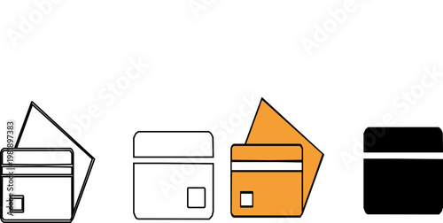 Multipurpose credit cards vector icon in outline, glyph, filled outline style. Three icon style variants in one pack. credit .card set on white background.