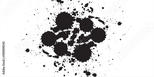 Handdrawn grunge texture. Abstract ink drops background. Black and white grunge illustration. Vector watercolor artwork pattern.