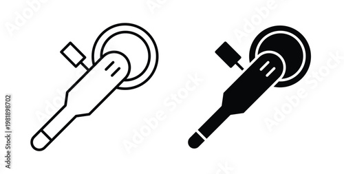 Polisher icon in black and white color. Solid and linear icons