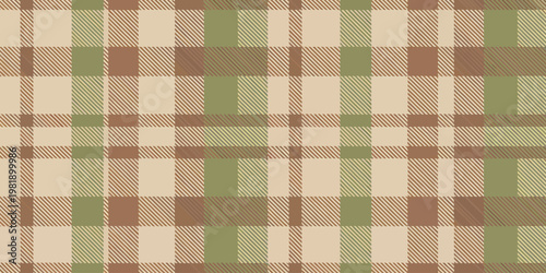 Seamless tartan plaid pattern in earth tones of beige brown and muted green stripes