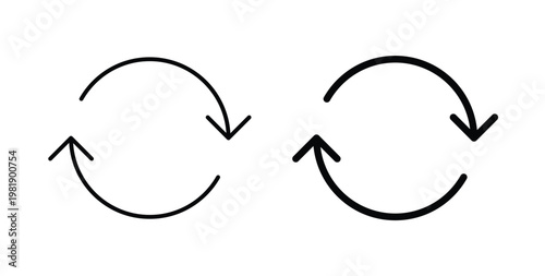 repeat icon in black and white color. Solid and linear icons