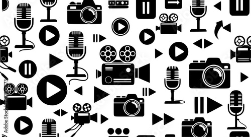 Media Pattern Vector – Seamless Content Creator Background