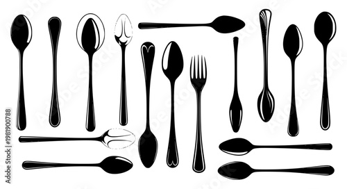 Fine Dining Spoon Vector – Elegant Restaurant Icon Set