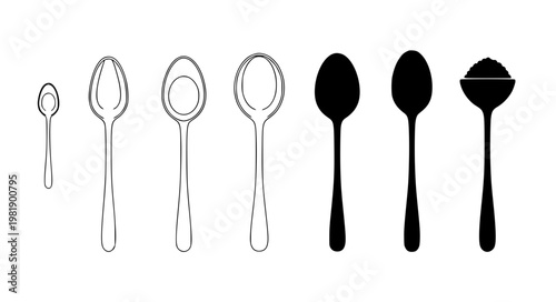 Spoon Icons Vector – Outline & Solid Style Set
