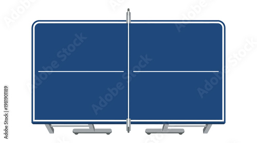Table Tennis Arena: An overhead view of a pristine table tennis table, ready for a match, with its classic blue surface and net perfectly poised.