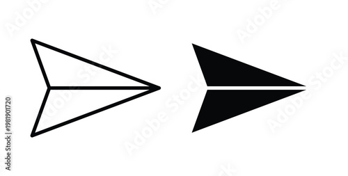 Send icon in black and white color. Solid and linear icons