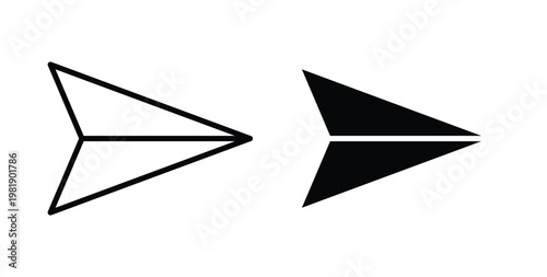 Send icon in black and white color. Solid and linear icons