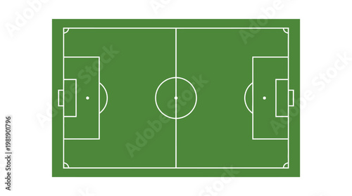 Football Field Layout: Aerial shot of a standard football field, meticulously marked with its lines and zones, ready for the upcoming match.