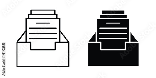 Store files icon in black and white color. Solid and linear icons