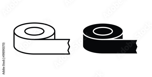 Tape icon in black and white color. Solid and linear icons