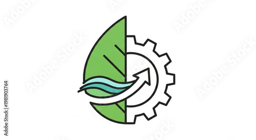 Eco Technology Icon, Green Industry, Bio-engineering, Sustainable Solutions.