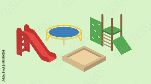 Colorful playground equipment for kids to play.