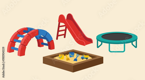 Colorful playground equipment for kids to play.