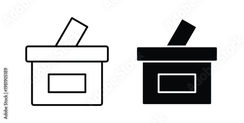 Voting icon in black and white color. Solid and linear icons