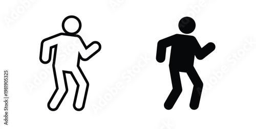 Walk icon in black and white color. Solid and linear icons