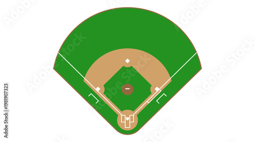 Baseball Field: An aerial view of a meticulously maintained baseball field, showcasing the strategic layout and vibrant green grass of the playing area.