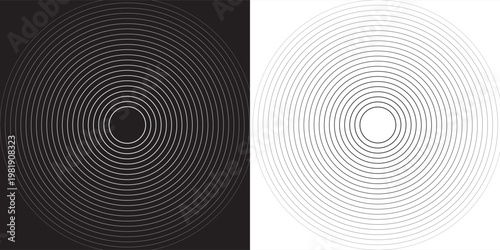 create a bold look with a centric circle background featuring vector graphics of sound waves.