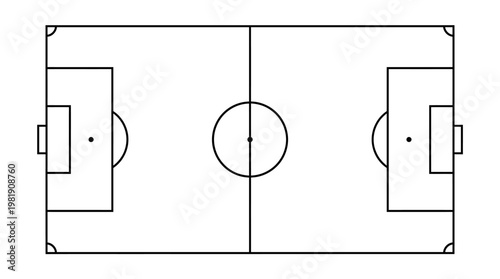 Soccer Field Schematic: An overhead diagram of a soccer field showcases the strategic layout of the pitch, complete with goal areas, center circle, and boundary lines.
