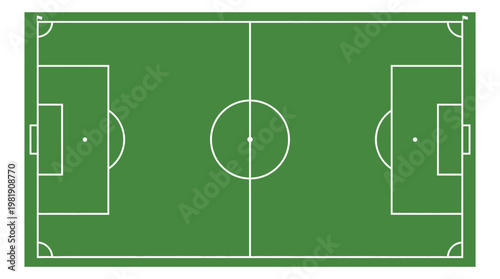 Soccer Field Blueprint: A bird's-eye view captures the meticulous layout of a soccer field, showcasing its green playing surface and essential markings, ready for action.