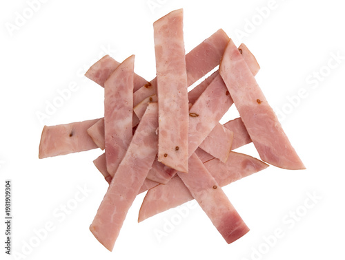 round pieces of ham isolated
