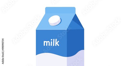 Milk Carton on a Shelf: Fresh Dairy Beverage in Blue Packaging.