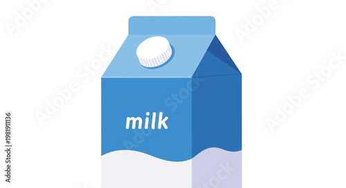 Blue milk carton on a white background showcasing dairy packaging and freshness.