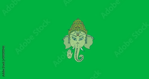 Digital animation of hindu god ganpati icon against black background
