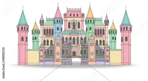 Colorful illustration of a castle.