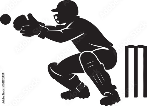 Cricket Batsman Playing Shot Silhouette Vector