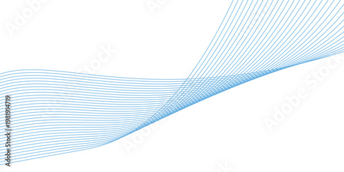 Abstract background with waves for banner. Medium banner size. Vector background with lines. Element for design isolated on white. Blue colors. Ocean, sea, water