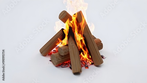 Bonfire with stacked logs and warm flames