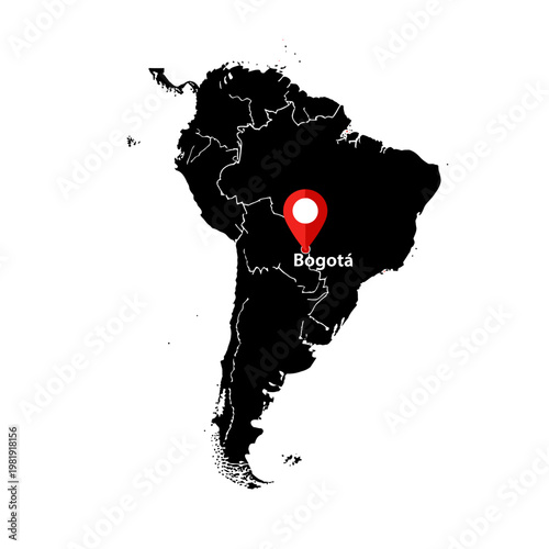 Bogota, Colombia location on South American continent vector map illustration concept