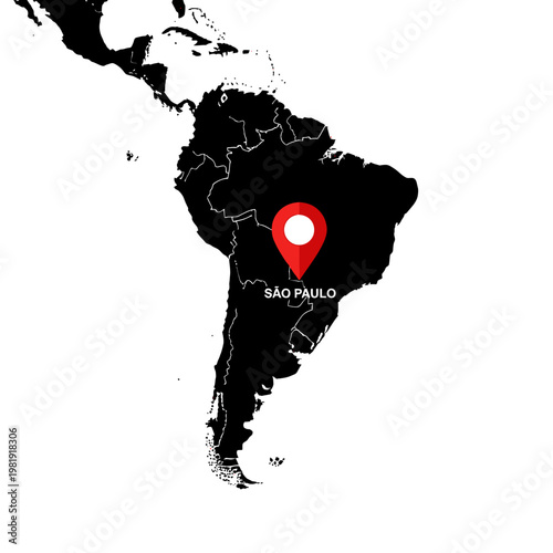 S?o Paulo Brazil location on the map of South America geographical representation