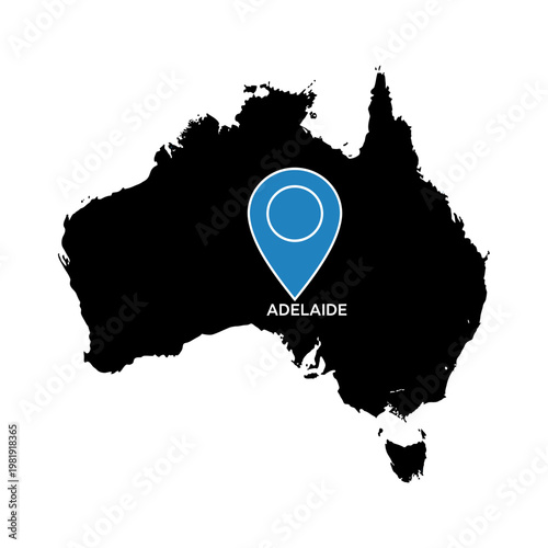 Australia map with Adelaide pinpointed for geographic representation and travel planning needs