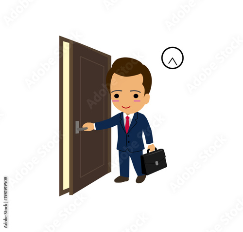 Businessman coming home after work illustration