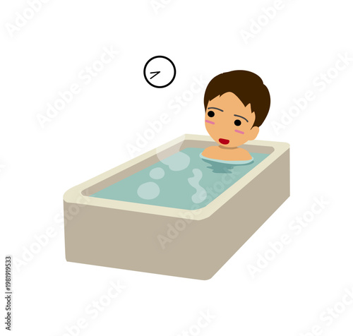 Man taking bath at home night routine illustration