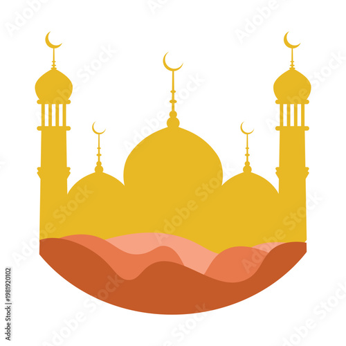 Mosque illustration Eid al Adha scene