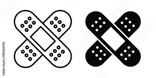 Band aid icon vector logo. icons in solid, editable strokes.