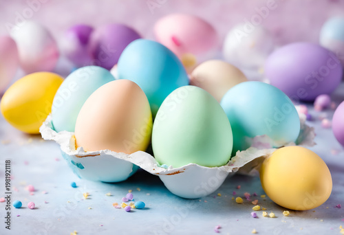 Colorful painted easter eggs