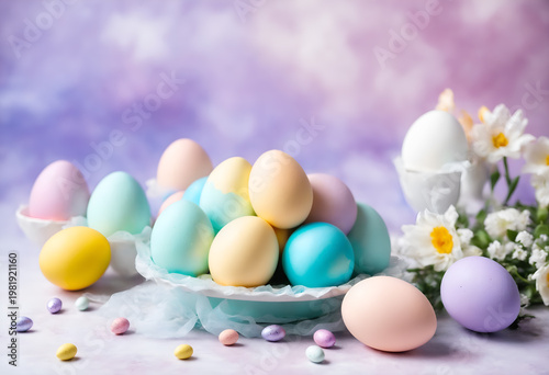 Easter pastel colorful eggs