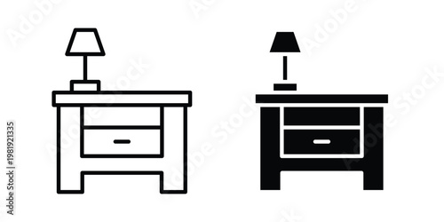 Bedside table icon vector logo. icons in solid, editable strokes.