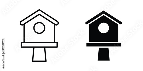 Bird house icon vector logo. icons in solid, editable strokes.