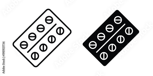 Blister drug vector logo. icons in solid, editable strokes.icon vector logo. icons in solid, editable strokes.