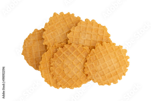 round italian waffles thin and crispy isolated on white background