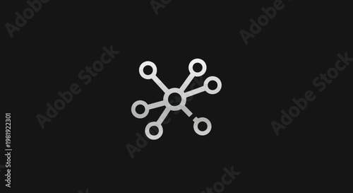 Atom-like gray icon on black