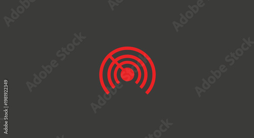 Red signal symbol on a gray background