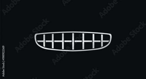 Silver horizontal grille with vertical bars on a black background