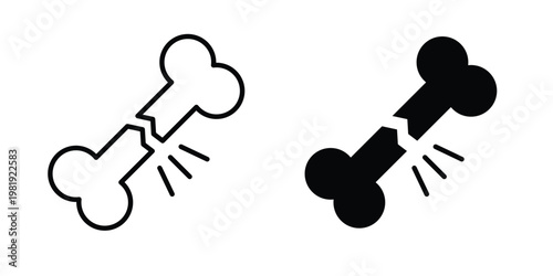 Broken bone icon vector logo. icons in solid, editable strokes.