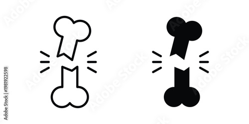 Broken bone icon vector logo. icons in solid, editable strokes.