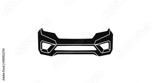 Front car bumper silhouette, geometric, with inset headlight/fog light areas